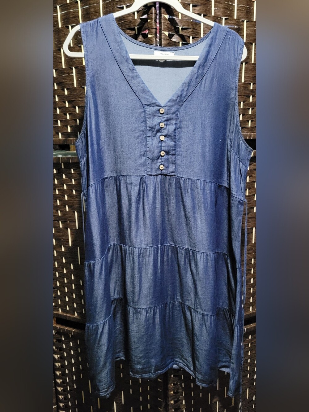 Maurices Denim-Blue Sleeveless Tiered Midi Dress